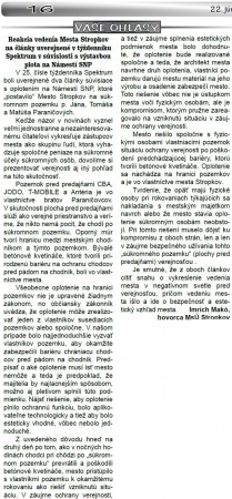 Reakcia mesta na články v súvislosti s výstavbou plota na súkromnom pozemku